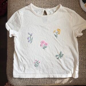 H&M White Short-Sleeve Tee with Pastel Floral Prints